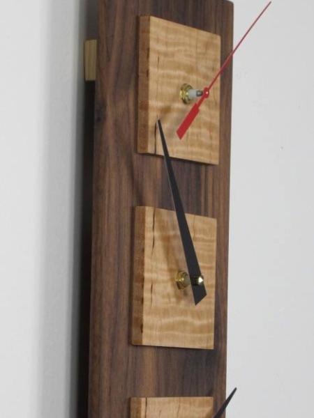 3 Clock Column - Walnut