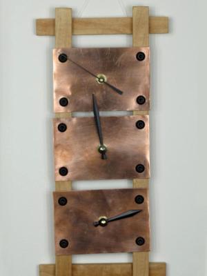 3 Clock Column - Copper